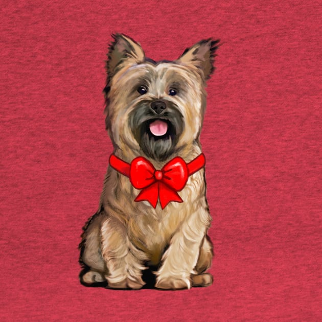 Wheaten Cairn Terrier Dressed Up for Christmas by PenguinCornerStore